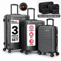 Bell + Howell three-piece luggage set with built-in scale and free four-piece packing cube set
